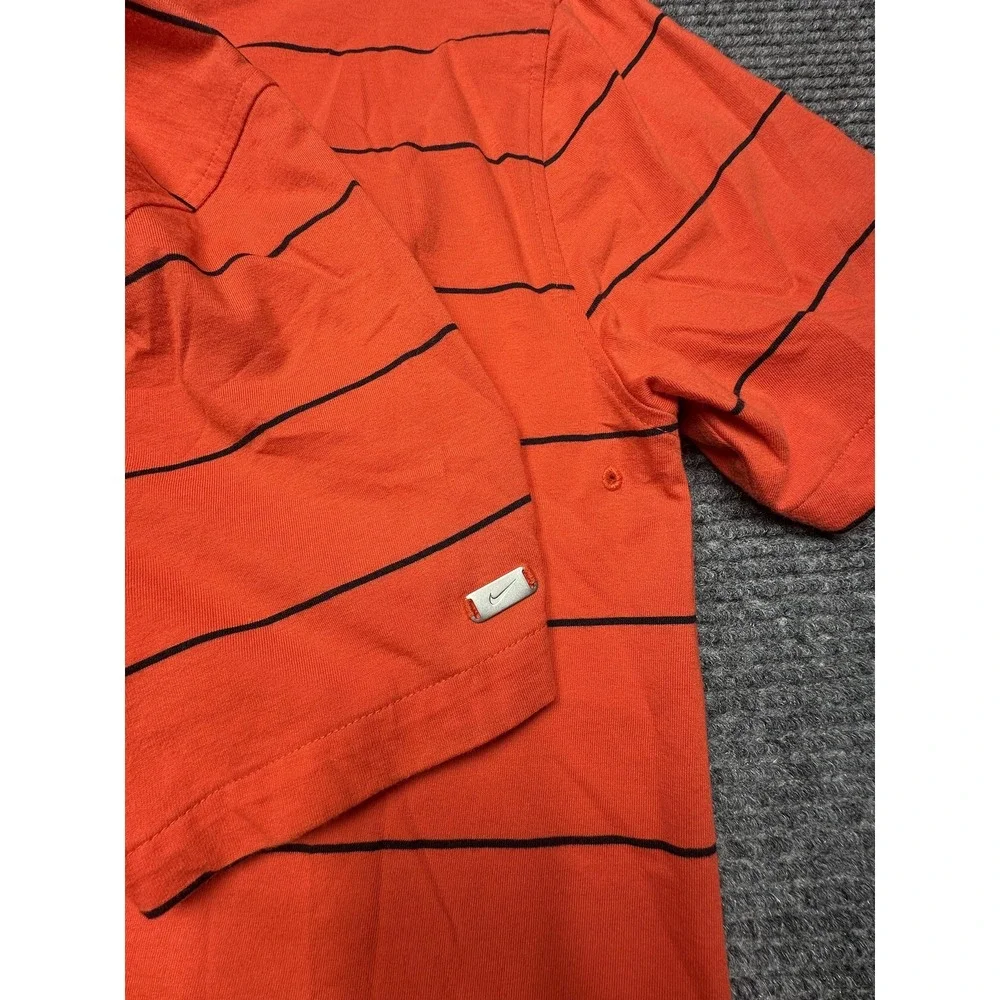Nike‎ Polo Shirt Mens Small Orange Black Striped Dri-Fit Golf Performance